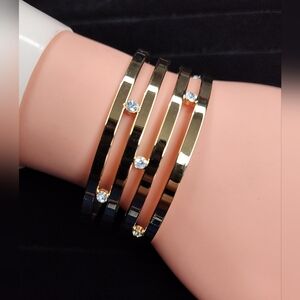 Vintage QVC Gold Tone And Crystal Cuff Bracelet New! Adjustable Bohemian Goddess